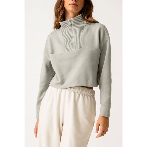 LUNYA Blue Gray 1/4 Zip Pullover Sweatshirt Top   Women's Size XS - Picture 1 of 9